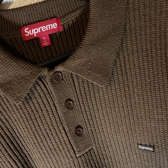 Supreme Small Box Polo Sweater 'Dark Brown' - Picture 4 of 4